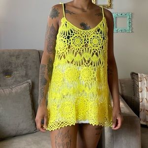 Vintage Gianni Bini Yellow Crochet Top/Swim Cover